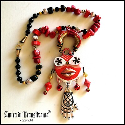 ainu tribe oceania ethnic necklace primitive jewelry pendant head