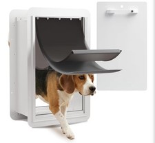 Large Wall 3-Flap Insulated Pet Door, Heavy Duty Steel Frame 100lb White New