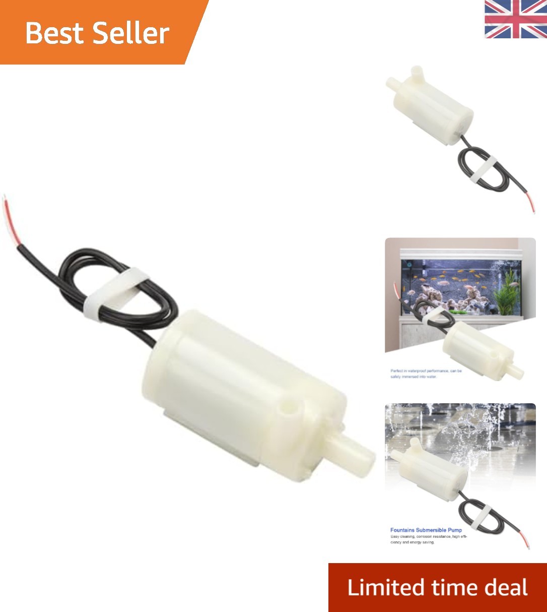 Amphibious Submersible Fountain Pump - Low Noise 120L/h for Aquariums & Ponds
