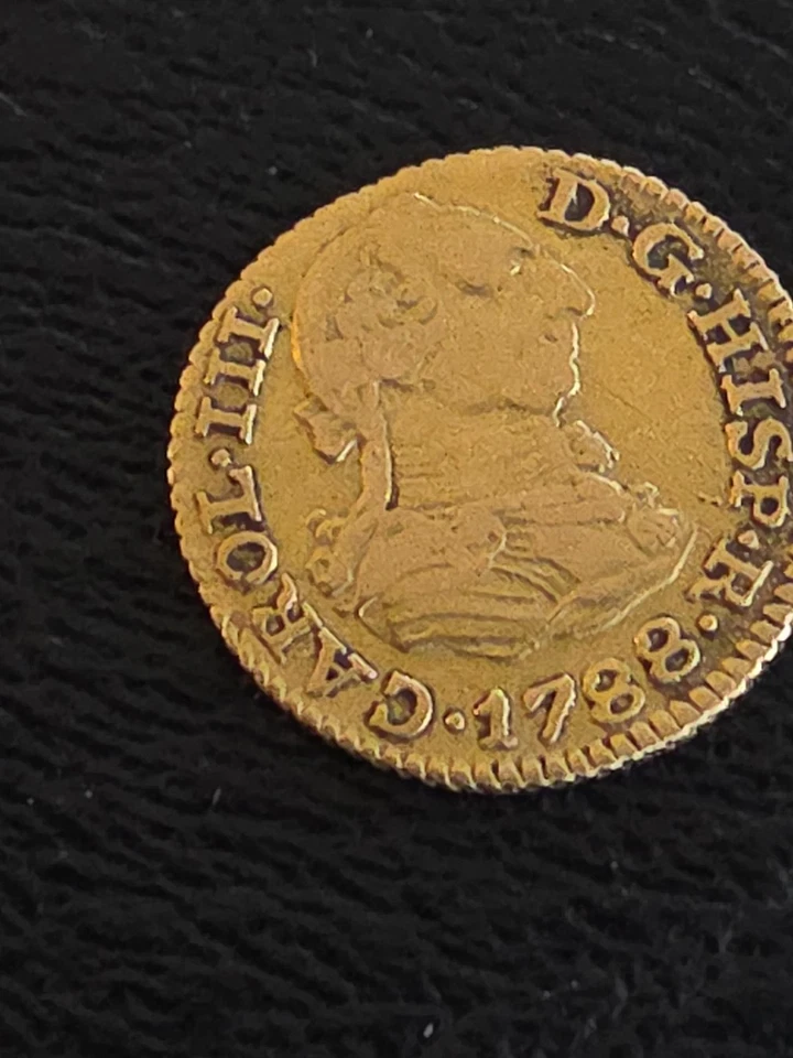 1788-S,C 1/2E Spain Gold Half Escudo ANACS F 12 Details - Image 4 of 4