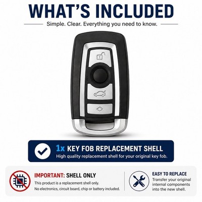 Key Fob Replacement Shell Case Remote 3 Button Smart Key Housing