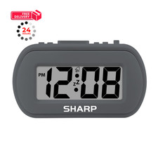 Sharp Digital Alarm Clock   Tactile Plastic Case with Small, Charcoal Black