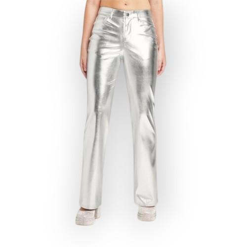 NEU 12 WILD FABLE hoch geschnitten Stretch Schlag Metallic Silber Hose KOSTENLOSER VERSAND - Bild 2 von 12