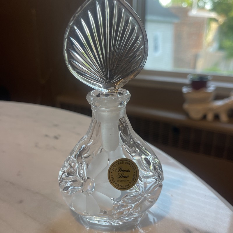 Princess House perfume bottle stopper Romance sticker crystal W. Germany glass