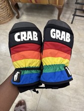 Crab Grab Insulated Winter Colorblock Mittens Rainbow/Black Logo Size M