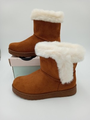 SO Shearling Style Boots Womens Brown Sonoma Paulina Faux Fur Ankle Winter Sz 8
