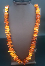 antique real old natural Baltic amber one stone necklace from Poland  74.73 g