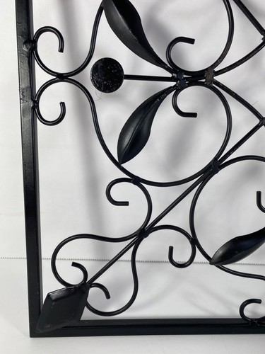 Black Metal Wall Art Scroll Leaf Design 14 x 14 inches Lightweight Vintage - Picture 2 of 8