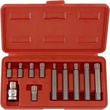 NEIKO 10078A XZN Triple Square Spline Bit Socket Set | 11 Piece Long One Size 