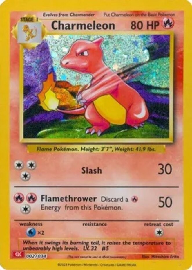 Pokemon: 1x Charmeleon - 002/034 - Classic Collection - Holo - NM Trading Card C