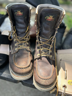 Thorogood WaterProof Black Leather Moc Toe Lace-Up Work Boots for Work