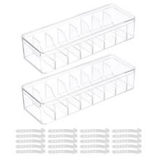 2 Pcs Cable Cord Organizer Storage Box with Lid, Removable Divider Wire Tie
