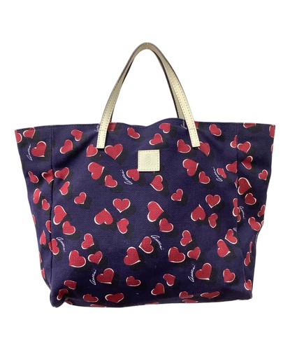 GUCCI Hand Bag Tote Purse Heart Navy Red Authentic