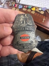 Border Patrol AMOCO Junior Patrol Inspector Toy Tin Badge  E2025E 