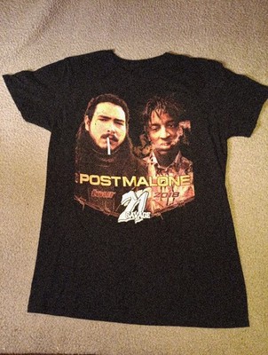 Post Malone 21 Savage 2018 Tour Black Double-Sided Graphic T-Shirt Men s L