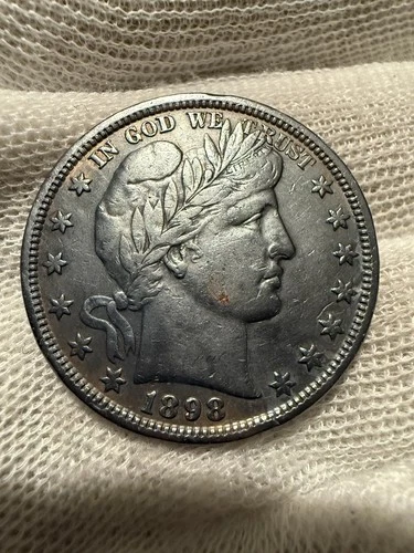 1898 Barber Half Dollar AU+ Full Stars Gem Details Original