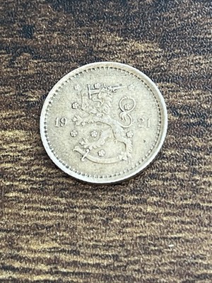 1921 Finland 50 Fifty Pennia Rampant Lion Rare Beautiful Old Actual Coin TC1919*