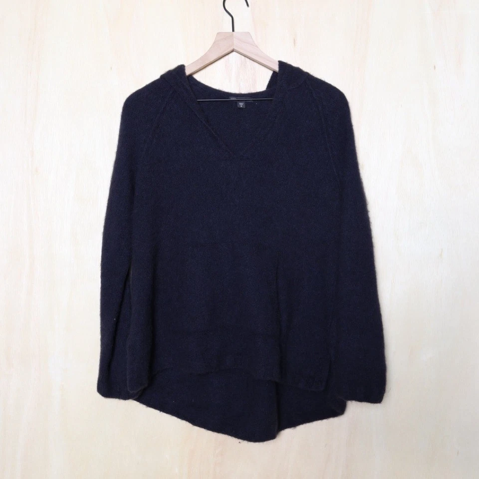 James Perse Hooded Cashmere Poncho Deep Navy Size 0 - Image 2 of 4