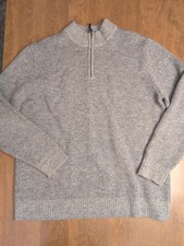 Pendleton Shetland Grey Wool Sweater Men's L 1/4 Zip Pullover Herringbone Gray
