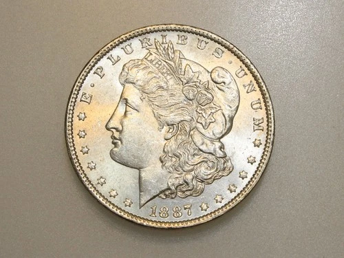 1887-P $1 MORGAN SILVER ONE DOLLAR GEM BU