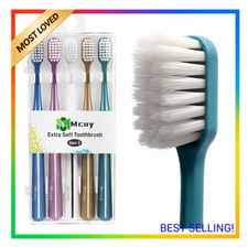 Soft Toothbrush for Adults Sensitive Teeth and Gums, 5 Pack with Non-Slip Handle