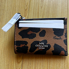 COACH Animal Print Leather Zip ID Holder Orga...