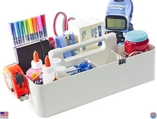 Stylish Ivory Portable Organizer Caddy - DIY Storage Basket Made in the USA!