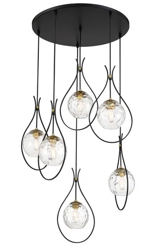 Minka Lavery 1536 Cody 6 Light 28"W Pendant - Coal / Soft Brass - Picture 1 of 8