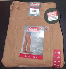 NEW COLEMAN STRETCH FLEECE LINED CARGO WORK UTILITY PANTS 34X32 TOFFEE