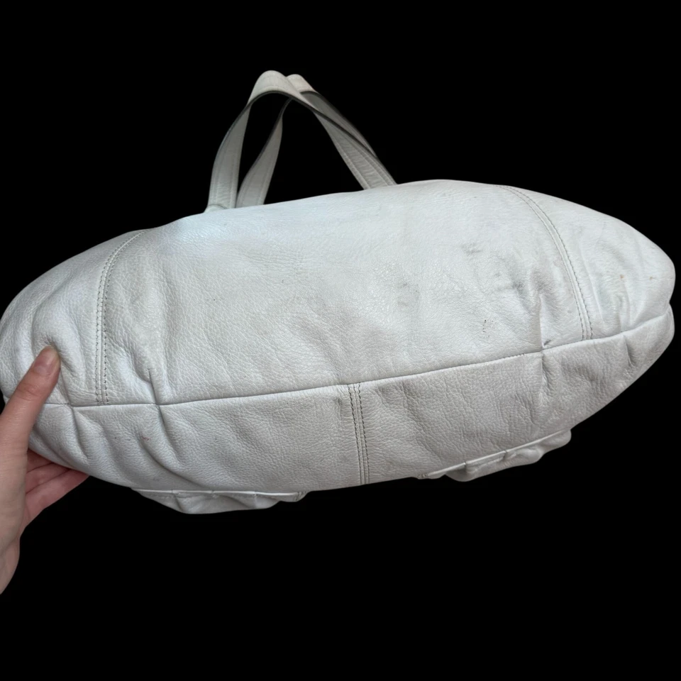 De Colección B Makowsky BLANCO Cuero Grande Bolso de Mano DOBLE CORREA Hombro HOBO BoHo Cartera Foto 4 de 4