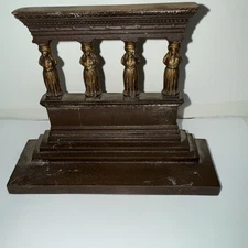 ANTIQUE BRADLEY HUBBARD USA ANCIENT GREEK TEMPLE LADY BUST COLUMN ART BOOKEND