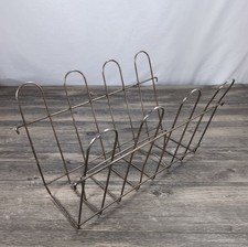 Vintage Mid Century Modern MCM Brass Metal Wire Style Magazine Record LP Rack