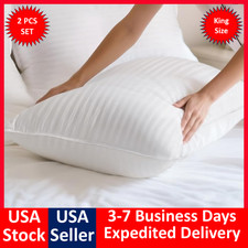 2 Pack Quilted Bed Pillows White Down Alternative KING Size Pillow UPGRADED