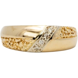 Gent's Gold-Diamond Wedding Band 4 Diamonds .04 Carat T.W. 10K Yello (B08002423)