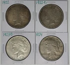 1922 1922-D 1923-D 1924 Peace Dollar Lot of 4