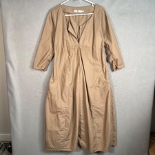 Uniqlo +J Womens Size Medium Beige Long Sleeve Cotton Midi Dress