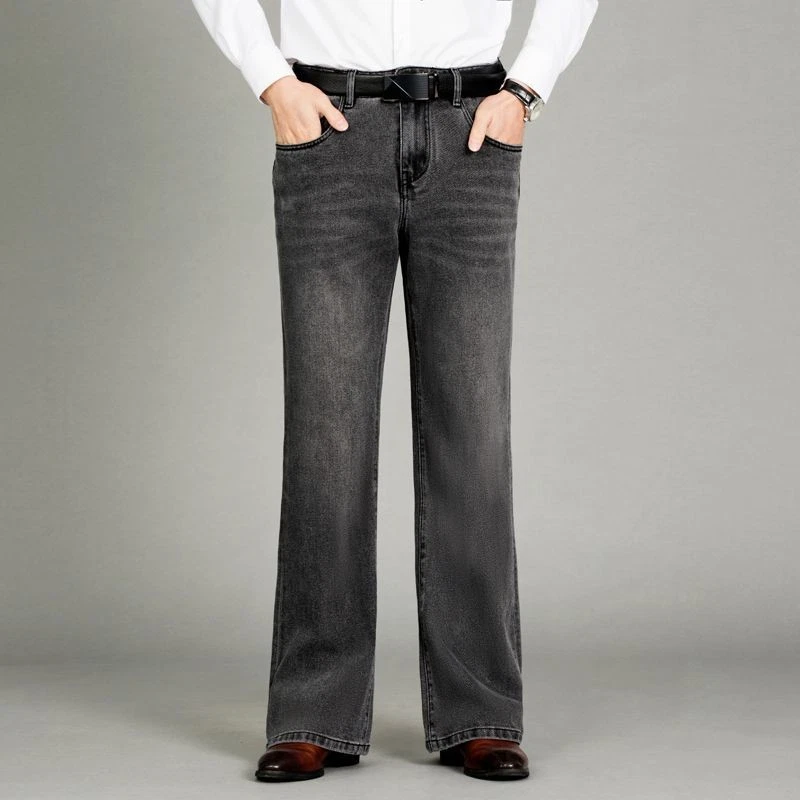 Herren Bell Bottom Flared Jeans Vintage 60er 70er Denim Hosen Bootcut Hosen - Bild 4 von 4