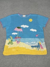 The Quacker Factory Summer Sweater Beach Themed Short Sleeve 2X Knit Embroidered