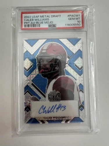 Caleb Williams 2022 Leaf Metal Draft Portrait Auto Blue Mojo 15/15 PSA 10 Bears