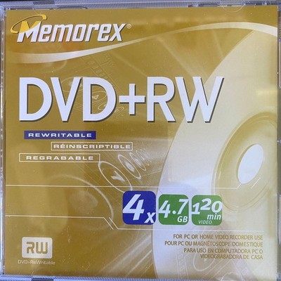 Memorex DVD+RW Rewritable Blank Disc 4.7GB 120 Min 4x Speed Data Video