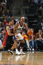 Point guard Sam Cassell Milwaukee Bucks posts up point guard Dean- 2002 Photo