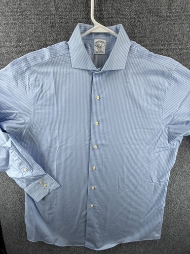 Brooks Brothers Supima Cotton 16.5 35 Non-Iron Striped Regent Blue Preppy Men - Picture 2 of 14