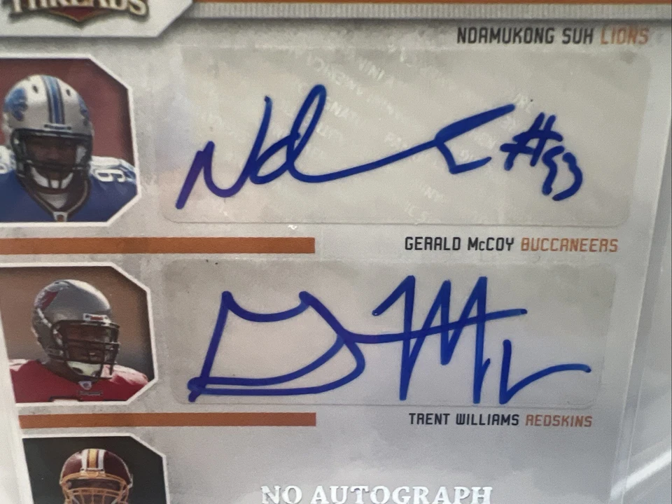 2010 Panini Threads Rookie Signatures SUH, McCoy, Okung, Williams 3/10 - Imagem 3 de 4