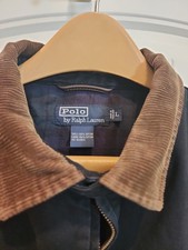 Vintage Polo Ralph Lauren Harrington Jacket L Black Corduroy Collar Bomber Lined