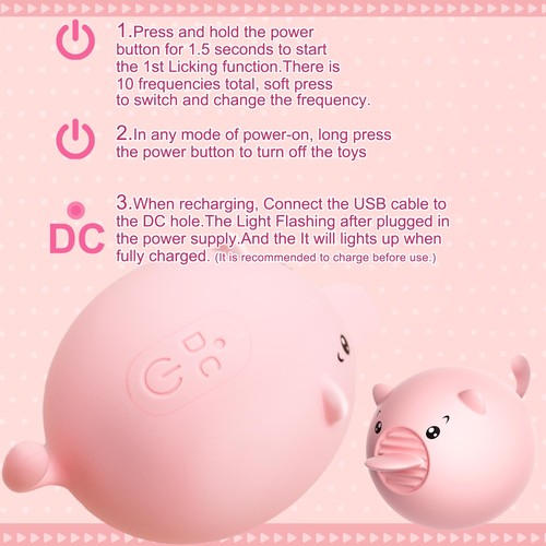 Pink Pig Vibrator Clitoris Licking Tongue G-Spot Stimulation Massager Sex Toys - Picture 21 of 24