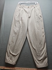 Lizsport Women's High-Waist Pleated Pants Vintage 90s, Khaki, Size Petite 14