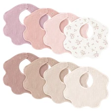 Konssy Muslin Baby Bibs 8 Pack, 100 Cotton Absorbent Bandana Drool Bibs for