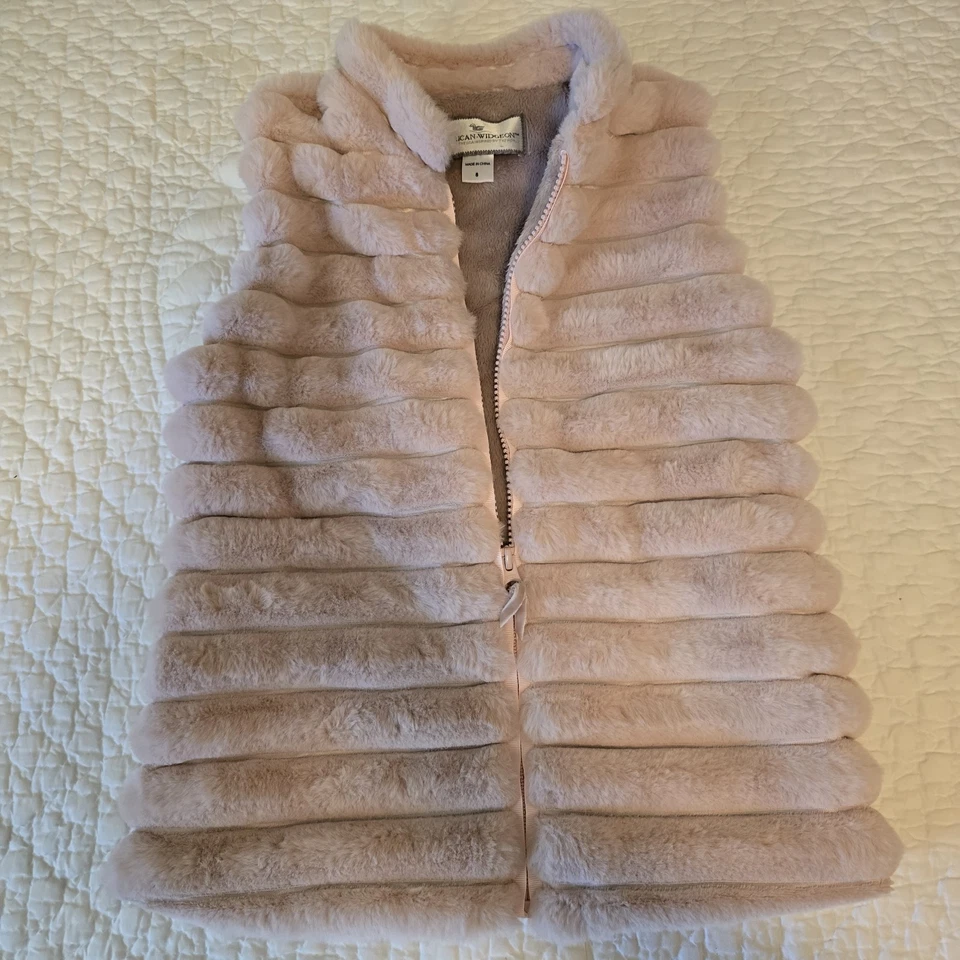 Chaleco American Widgeon Rosa Imitación Piel Niñas 8 Bolsillos Suaves Esponjosos Foto 3 de 4