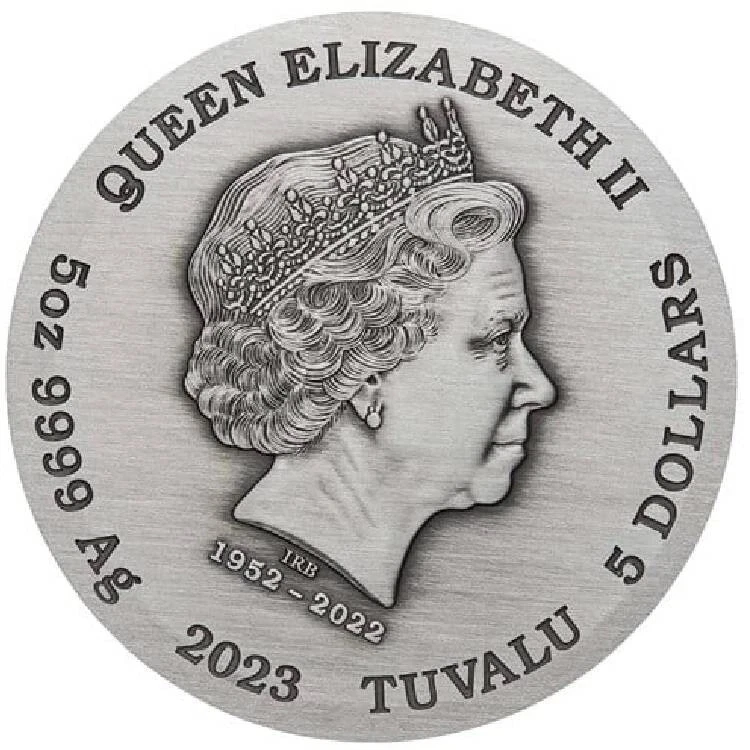 2023 Tuvalu 5 oz Silver Antiqued and Colorized Dragon MIntage of only 388 - Image 2 of 4