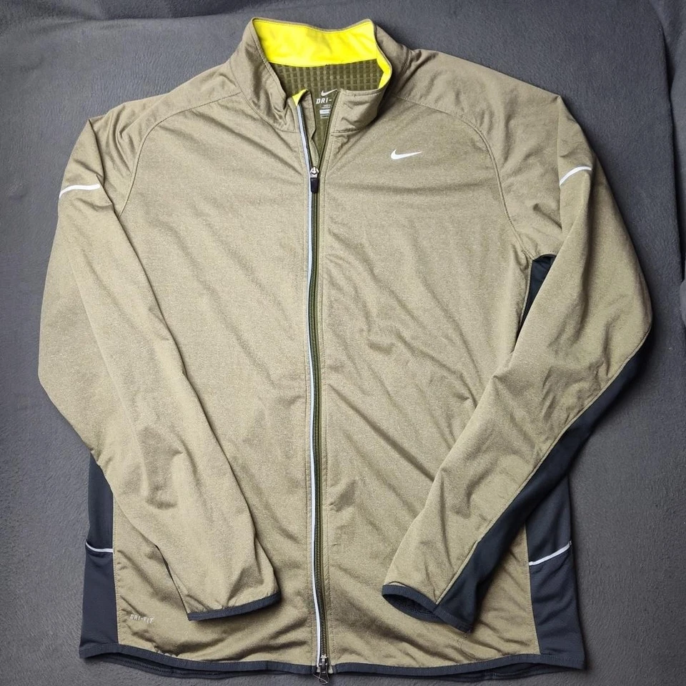 Nike Dri-FIT Jacket Mens XL Green Gray Full Zip Running Reflective 439111-202 - Image 2 of 4